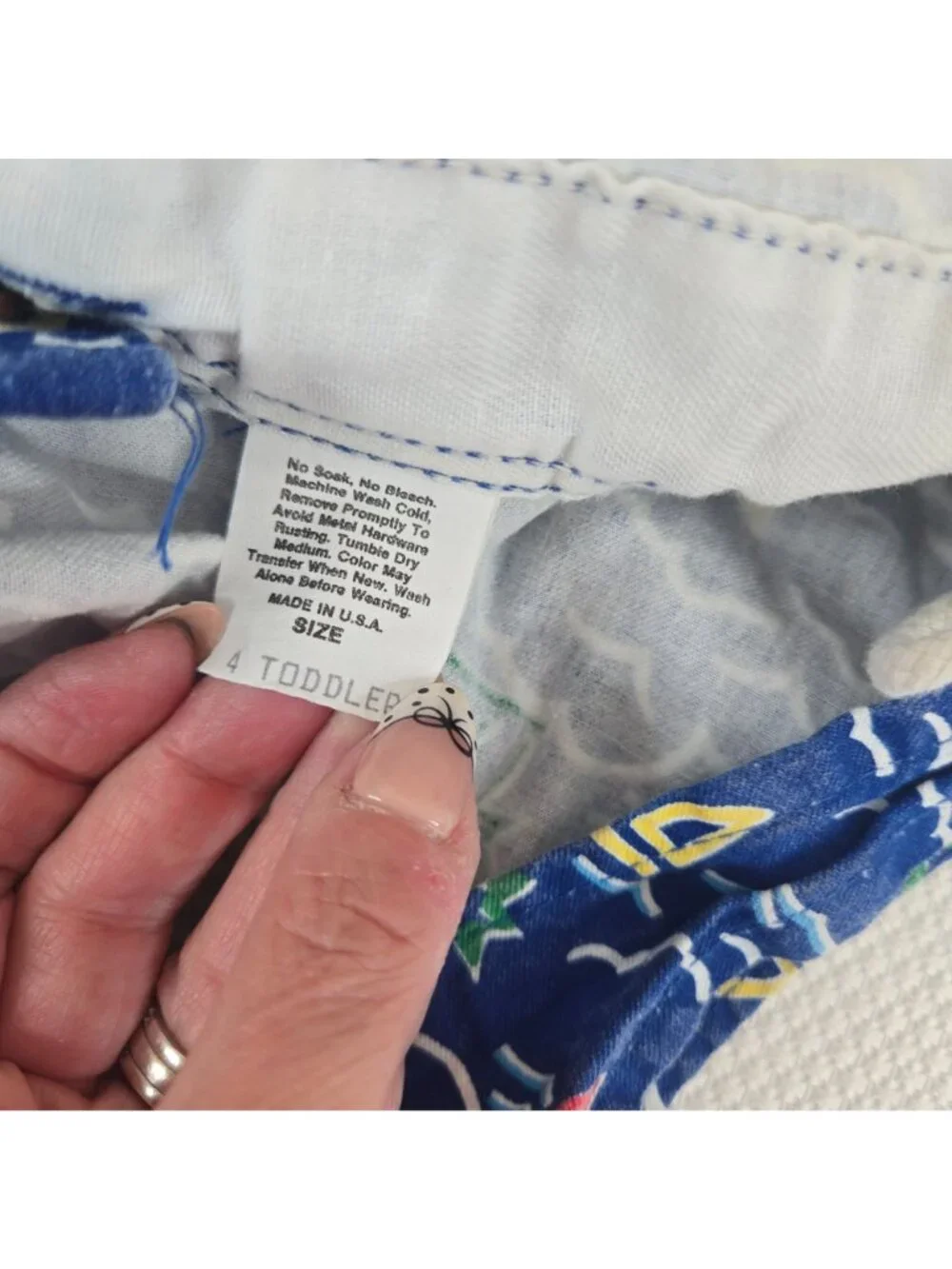 Vintage 80s OshKosh BGosh Sailboat Shorts Overalls Shortalls Blue Size 4T Made i